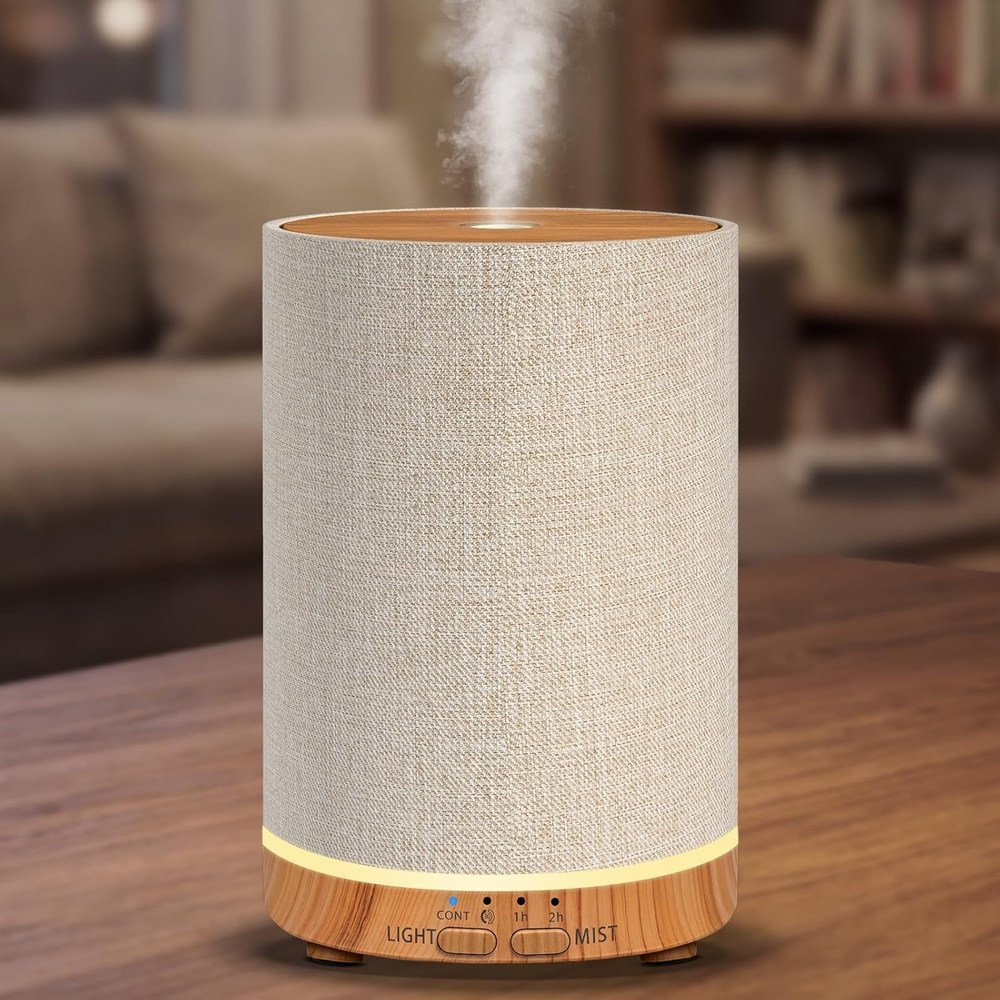 image:imageURPOWER 100ML Essential Oil Diffusers for Home with Linen Cover 7 Color Changing Lights Timer amp AutoOff Scent Diffuser Oil Machine Humidifier Aromatherapy Air Diffusers for Bedroom OfficeWarm Linen