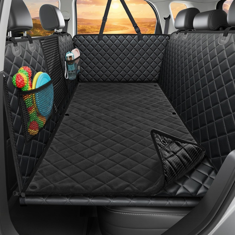 image:imageURPOWER 2026 Upgraded Back Seat Extender for Dogs Large Hard Bottom Dog Car Seat Cover Holds 550lbs Waterproof Dog Hammock Pet Bed with HighDensity Foam NonSlip Backseat ProtectorAll Black