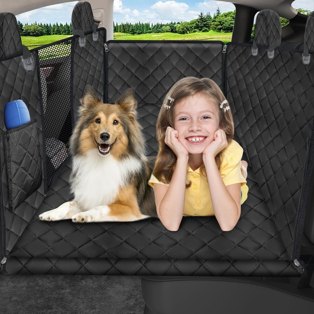 image:imageURPOWER 2026 Upgraded Back Seat Extender for Dogs Large Hard Bottom Dog Car Seat Cover Holds 550lbs Waterproof Dog Hammock Pet Bed with HighDensity Foam NonSlip Backseat ProtectorBlack