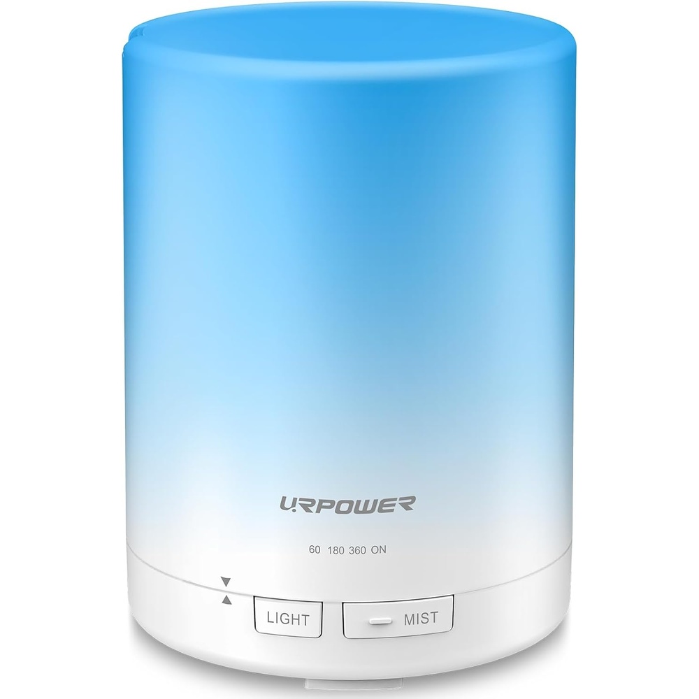 image:imageURPOWER 300ml Essential Oil Diffuser Ultrasonic Air Humidifier AUTO Shut Off Aromatherapy Scent Diffuser Night Light 7 Color Changing LED Lights and 4 Timer Settings for Home Office YogaAwhite