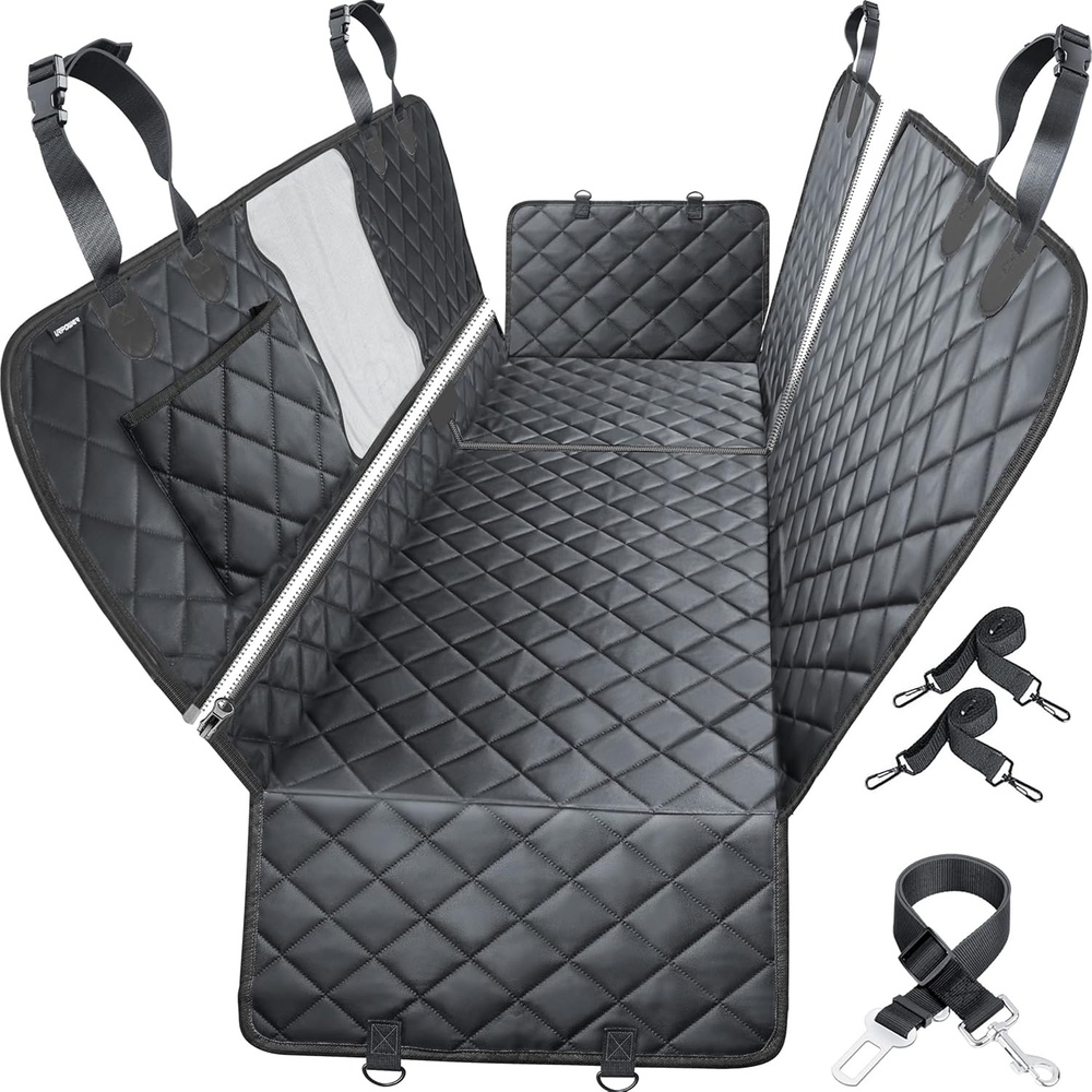 image:imageURPOWER 6in1 Dog Car Seat Cover for Back Seat Waterproof Dog Car Hammock with Mesh Window NonSlip Pet Backseat Protector for Cars Trucks and SUVs