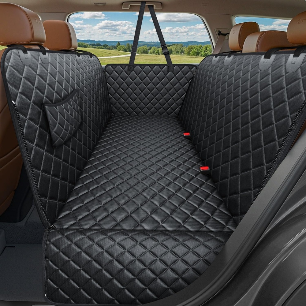 image:imageURPOWER Hard Bottom Dog Car Seat Cover for Pets 100 Waterproof Seat Cover Hammock 600D Heavy Duty Scratch Proof Nonslip Durable Back Seat Covers for Cars Trucks and SUVsTextured Black