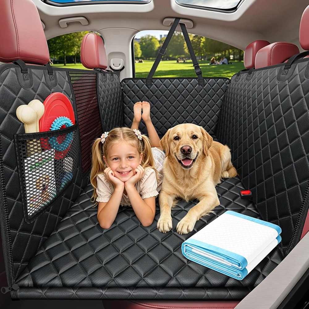 image:imageURPOWER Hard Bottom Dog Car Seat Cover for Pets 100 Waterproof Seat Cover Hammock 600D Heavy Duty Scratch Proof Nonslip Durable Back Seat Covers for Cars Trucks and SUVsMatte Black