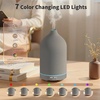 URPOWER 120ML Essential Oil Diffuser Ceramic Aromatherapy Diffuser with 7-Color LED Lights, Auto Shut-Off, 2 Mist Modes, Humidifier for Home Office Decor, Scent Diffuser for Yoga Spa(Grey)