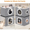 URPOWER 2 Story Cat Bed, Large Cat House for Indoor Cats Covered Cat Cave with Hideaway, Scratch Pad and Fluffy Ball, Foldable Cat Cube Condos Kitten Beds & Furniture for Multiple Small Pets