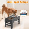 URPOWER 2-in-1 Elevated Slow Feeder Dog Bowls with No-Spill Water Bowl, 4 Height-Adjustable Raised Dog Bowls, Non-Slip Food and Water Bowls with Stand for Small, Medium, Large Dogs, Cats and Pets(Grey)