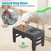 URPOWER 2-in-1 Elevated Slow Feeder Dog Bowls with No-Spill Water Bowl, 4 Height-Adjustable Raised Dog Bowls, Non-Slip Food and Water Bowls with Stand for Small, Medium, Large Dogs, Cats and Pets(Black)