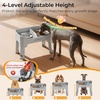 URPOWER 3-in-1 Elevated Dog Bowls – Mess Proof Double Deck 4 Height Adjustable Raised Stand with 2 Stainless Steel Food Bowls & Licking Plate for Small, Medium & Large Dogs(Light Grey)