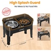 URPOWER 3-in-1 Elevated Dog Bowls – Mess Proof Double Deck 4 Height Adjustable Raised Stand with 2 Stainless Steel Food Bowls & Licking Plate for Small, Medium & Large Dogs(Matte Black)