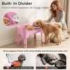 URPOWER 3-in-1 Elevated Dog Bowls – Mess Proof Double Deck 4 Height Adjustable Raised Stand with 2 Stainless Steel Food Bowls & Licking Plate for Small, Medium & Large Dogs(Pink)