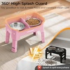 URPOWER 3-in-1 Elevated Dog Bowls – Mess Proof Double Deck 4 Height Adjustable Raised Stand with 2 Stainless Steel Food Bowls & Licking Plate for Small, Medium & Large Dogs(Pink)