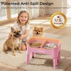URPOWER 3-in-1 Elevated Dog Bowls – Mess Proof Double Deck 4 Height Adjustable Raised Stand with 2 Stainless Steel Food Bowls & Licking Plate for Small, Medium & Large Dogs(Pink)