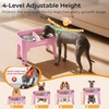 URPOWER 3-in-1 Elevated Dog Bowls – Mess Proof Double Deck 4 Height Adjustable Raised Stand with 2 Stainless Steel Food Bowls & Licking Plate for Small, Medium & Large Dogs(Pink)