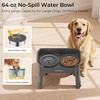 URPOWER Mess Proof Elevated Dog Bowls 4 Height Adjustable Raised Stand with No Spill Water Bowl and Slow Feeder Dog Bowls Non-Slip Food and Water Bowl Set for Small, Medium & Large Dogs(Grey)