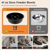 URPOWER Mess Proof Elevated Dog Bowls 4 Height Adjustable Raised Stand with No Spill Water Bowl and Slow Feeder Dog Bowls Non-Slip Food and Water Bowl Set for Small, Medium & Large Dogs(Black)