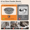 URPOWER Mess Proof Elevated Dog Bowls 4 Height Adjustable Raised Stand with No Spill Water Bowl and Slow Feeder Dog Bowls Non-Slip Food and Water Bowl Set for Small, Medium & Large Dogs(Light Grey)