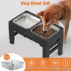 URPOWER Raised Dog Bowls 4 Height Adjustable Elevated Bowl Stand with Stainless Steel Water Bowl Non-Slip Dog Food Bowls Stand for Small Medium Large Dogs and Pets(Carbon Black)