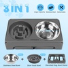 URPOWER Raised Dog Bowls 4 Height Adjustable Elevated Bowl Stand with Stainless Steel Water Bowl Non-Slip Dog Food Bowls Stand for Small Medium Large Dogs and Pets(Dark Grey)