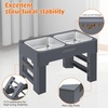 URPOWER Raised Dog Bowls 4 Height Adjustable Elevated Bowl Stand with Stainless Steel Water Bowl Non-Slip Dog Food Bowls Stand for Small Medium Large Dogs and Pets(Steel Grey)