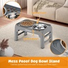 URPOWER Raised Dog Bowls 4 Height Adjustable Elevated Bowl Stand with Stainless Steel Water Bowl Non-Slip Dog Food Bowls Stand for Small Medium Large Dogs and Pets(Light Grey)