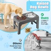 URPOWER Raised Dog Bowls 4 Height Adjustable Elevated Bowl Stand with Stainless Steel Water Bowl Non-Slip Dog Food Bowls Stand for Small Medium Large Dogs and Pets(Dark Grey)