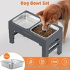 URPOWER Raised Dog Bowls 4 Height Adjustable Elevated Bowl Stand with Stainless Steel Water Bowl Non-Slip Dog Food Bowls Stand for Small Medium Large Dogs and Pets(Steel Grey)
