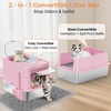 URPOWER Stainless Steel Cat Litter Box with 110° Flip-Top Lid, XL Enclosed Metal Litter Box for Large Cats, Odor Control, Anti-Urine Leakage, Non-Stick Pan, Front Entry Top Exit, Scoop & Mat Included(Pink)