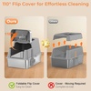 URPOWER Stainless Steel Cat Litter Box with 110° Flip-Top Lid, XL Enclosed Metal Litter Box for Large Cats, Odor Control, Anti-Urine Leakage, Non-Stick Pan, Front Entry Top Exit, Scoop & Mat Included(Glacier Gray)