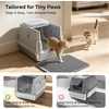 URPOWER Stainless Steel Cat Litter Box with 110° Flip-Top Lid, XL Enclosed Metal Litter Box for Large Cats, Odor Control, Anti-Urine Leakage, Non-Stick Pan, Front Entry Top Exit, Scoop & Mat Included(Light Gray)