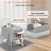 URPOWER Stainless Steel Cat Litter Box with 110° Flip-Top Lid, XL Enclosed Metal Litter Box for Large Cats, Odor Control, Anti-Urine Leakage, Non-Stick Pan, Front Entry Top Exit, Scoop & Mat Included(Glacier Gray)