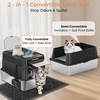 URPOWER Stainless Steel Cat Litter Box with 110° Flip-Top Lid, XL Enclosed Metal Litter Box for Large Cats, Odor Control, Anti-Urine Leakage, Non-Stick Pan, Front Entry Top Exit, Scoop & Mat Included(Matte Black)