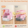 URPOWER Stainless Steel Cat Litter Box with 110° Flip-Top Lid, XL Enclosed Metal Litter Box for Large Cats, Odor Control, Anti-Urine Leakage, Non-Stick Pan, Front Entry Top Exit, Scoop & Mat Included(Pink)