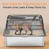 URPOWER Stainless Steel Cat Litter Box with Lid Extra Large Enclosed Litter Box Non-Sticky Metal Pan with High Sided & Scoop, Odor Free, Front & Top Entry, Anti-Leakage, Easy Cleaning(Black)