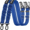 URPOWER 3-in-1 Dog Seat Belt for Car, 2 Pack Adjustable Bungee Dog Car Harness with Seatbelt Buckle & Latch Hook, Reflective & 360° Swivel Heavy Duty Pet Safety Belts for Dogs and Cats(Blue)