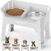 URPOWER Mess Proof Elevated Dog Bowls, High Wall Splash Guard Design, 4 Height Adjustable Raised Bowl Stand, 2 Large Stainless Steel Bowls, Non-Slip Food Water Set for Small Medium Large Dogs