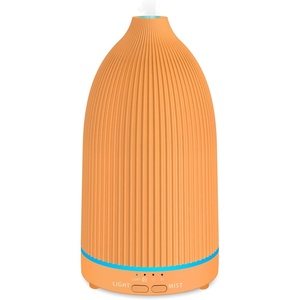 URPOWER 100ML Essential Oil Diffuser Ultrasonic Cool Mist Humidifier with 7 LED Lights, Timer & Auto-Off Quiet Aromatherapy Scent Diffuser for Home Bedroom Office Relaxation(Striped Yellow)