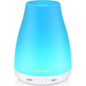 URPOWER 100ML Essential Oil Diffuser Ultrasonic Cool Mist Humidifier with 7 LED Lights, Timer & Auto-Off Quiet Aromatherapy Scent Diffuser for Home Bedroom Office Relaxation(White)