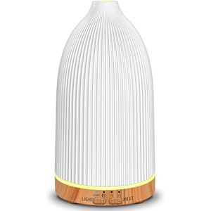 URPOWER 100ML Essential Oil Diffuser Ultrasonic Cool Mist Humidifier with 7 LED Lights, Timer & Auto-Off Quiet Aromatherapy Scent Diffuser for Home Bedroom Office Relaxation(Striped White)