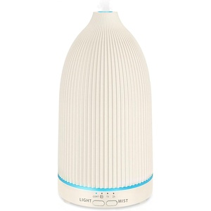 URPOWER 100ML Essential Oil Diffuser Ultrasonic Cool Mist Humidifier with 7 LED Lights, Timer & Auto-Off Quiet Aromatherapy Scent Diffuser for Home Bedroom Office Relaxation(Striped Beige)