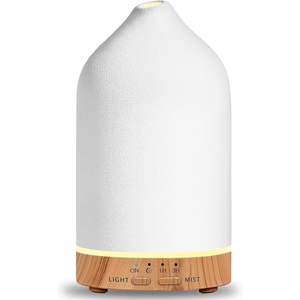 URPOWER 120ML Essential Oil Diffuser Ceramic Aromatherapy Diffuser with 7-Color LED Lights, Auto Shut-Off, 2 Mist Modes, Humidifier for Home Office Decor, Scent Diffuser for Yoga Spa(Ceramic White)