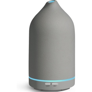 URPOWER 120ML Essential Oil Diffuser Ceramic Aromatherapy Diffuser with 7-Color LED Lights, Auto Shut-Off, 2 Mist Modes, Humidifier for Home Office Decor, Scent Diffuser for Yoga Spa(Grey)