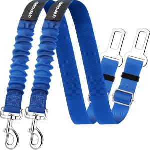 URPOWER 2 Pack Dog Seat Belt, Retractable Dog Car Harness Adjustable Pet Safety Belt with Elastic Bungee Buffer, Heavy Duty & Durable & 360 Degree Swivel Dog Seatbelts(Blue)