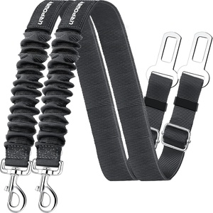 URPOWER 2 Pack Dog Seat Belt, Retractable Dog Car Harness Adjustable Pet Safety Belt with Elastic Bungee Buffer, Heavy Duty & Durable & 360 Degree Swivel Dog Seatbelts(Black)
