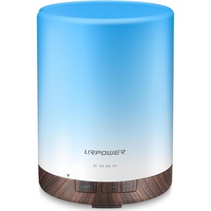 URPOWER 300ml Essential Oil Diffuser Ultrasonic Air Humidifier AUTO Shut Off Aromatherapy Scent Diffuser Night Light 7 Color Changing LED Lights and 4 Timer Settings for Home Office Yoga(Dark Brown)