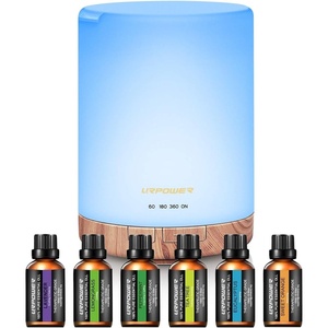 URPOWER 300ml Essential Oil Diffuser Ultrasonic Air Humidifier AUTO Shut Off Aromatherapy Scent Diffuser Night Light 7 Color Changing LED Lights and 4 Timer Settings for Home Office Yoga(Light Wood Grain)