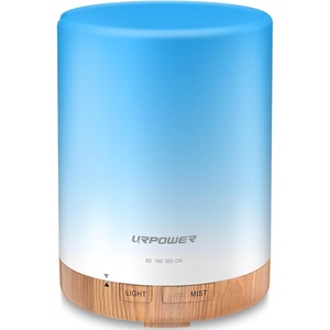 URPOWER 300ml Essential Oil Diffuser Ultrasonic Air Humidifier AUTO Shut Off Aromatherapy Scent Diffuser Night Light 7 Color Changing LED Lights and 4 Timer Settings for Home Office Yoga(Light Brown)