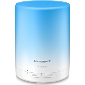 URPOWER 300ml Essential Oil Diffuser Ultrasonic Air Humidifier AUTO Shut Off Aromatherapy Scent Diffuser Night Light 7 Color Changing LED Lights and 4 Timer Settings for Home Office Yoga(A-white)