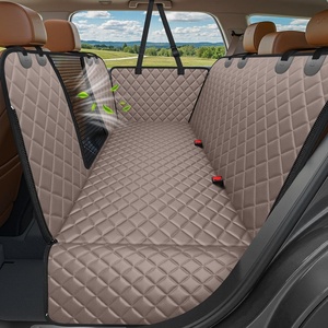 URPOWER 4 in 1 Dog Car Seat Cover for Back Seat, Waterproof Dog Hammock with Mesh Window and Side Flap Pet Car Seat Protector Dogs Backseat Cover for Cars, SUVs & Mid-Size Trucks(Khaki)