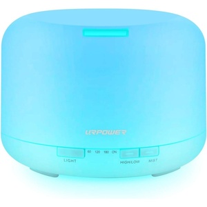 URPOWER 500ML Essential Oil Diffuser Humidifiers Ultrasonic Aromatherapy Diffusers with 4 Timer Settings and Waterless Auto Shut-Off for Home Office Living Room Yoga Remote Control NOT Included(All White)