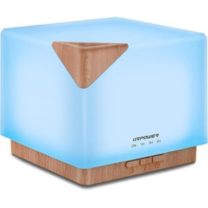URPOWER Aromatherapy Essential Oil Diffuser Humidifier, 700ml Large Capacity Modern Ultrasonic Aroma Diffusers Running 20+ Hours with Adjustable Mist Mode/4 Timer Settings for Home Office Study(Light Brown)